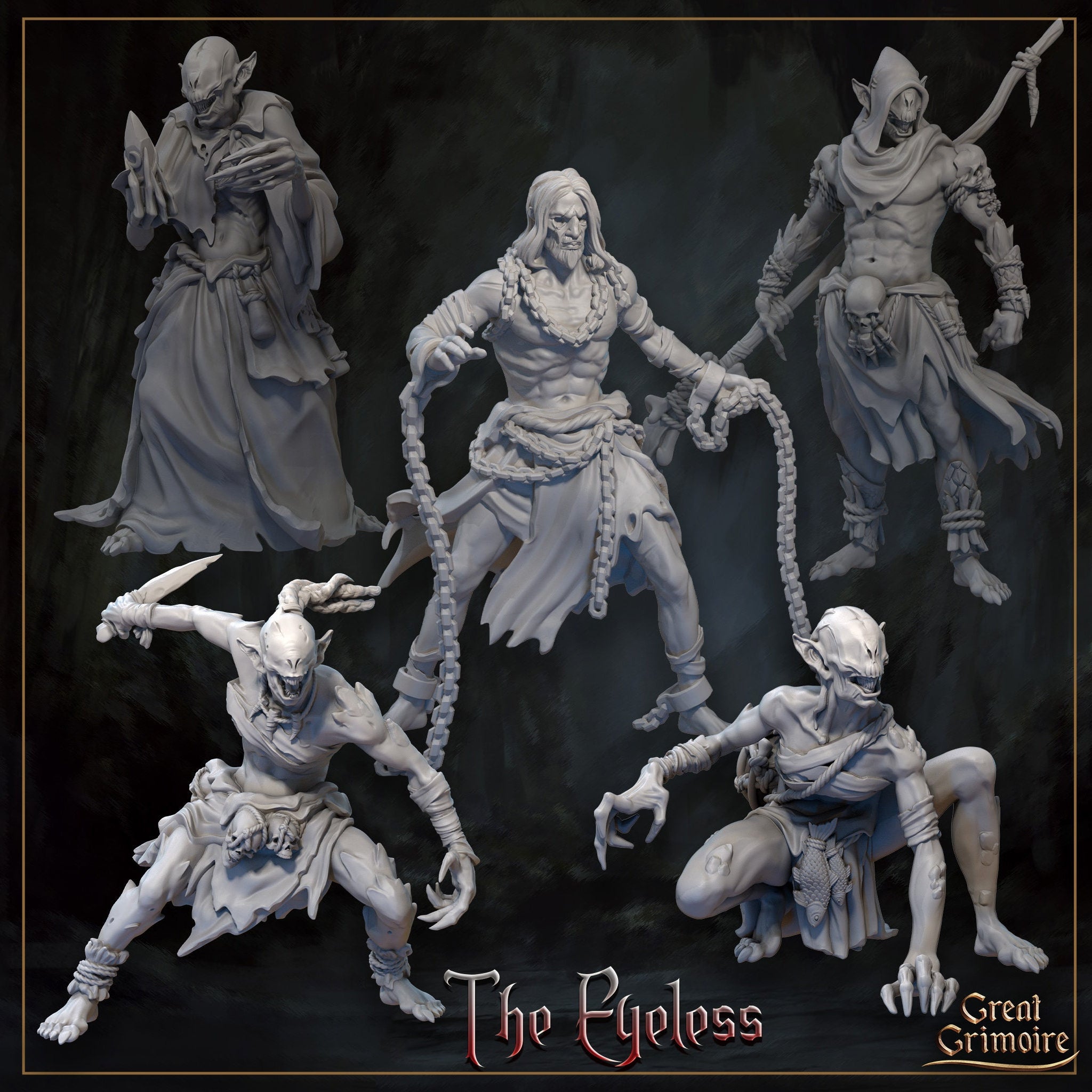 Eyeless Miniature | Tabletop RPG Miniature | Great Grimoire | Roleplaying 3D Printed Fantasy Mini - 3DPrintDen