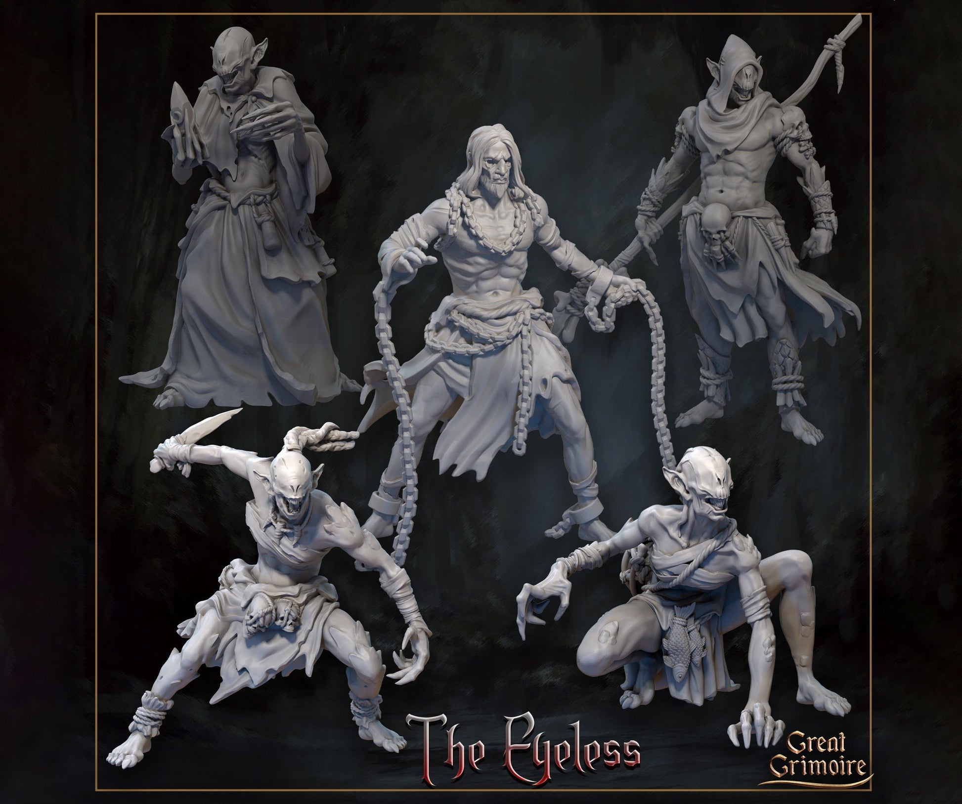 Eyeless Miniature | Tabletop RPG Miniature | Great Grimoire | Roleplaying 3D Printed Fantasy Mini - 3DPrintDen