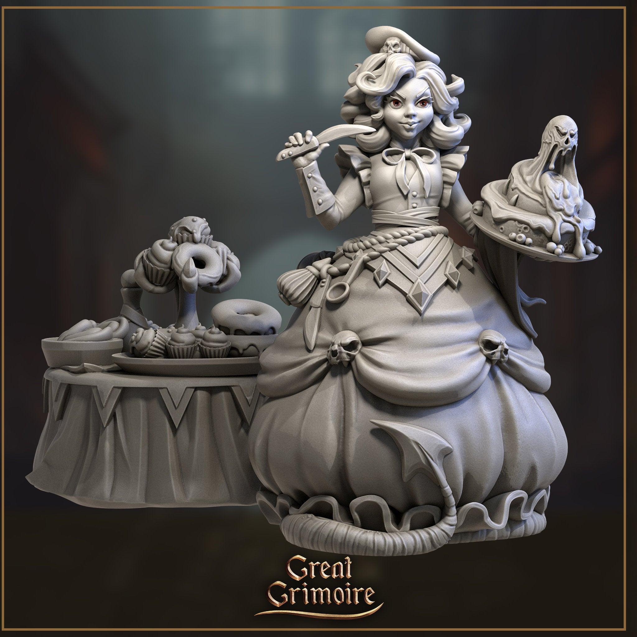 Female Baker Miniature | Tabletop RPG Miniature | Great Grimoire | Roleplaying 3D Printed Fantasy Mini - 3DPrintDen