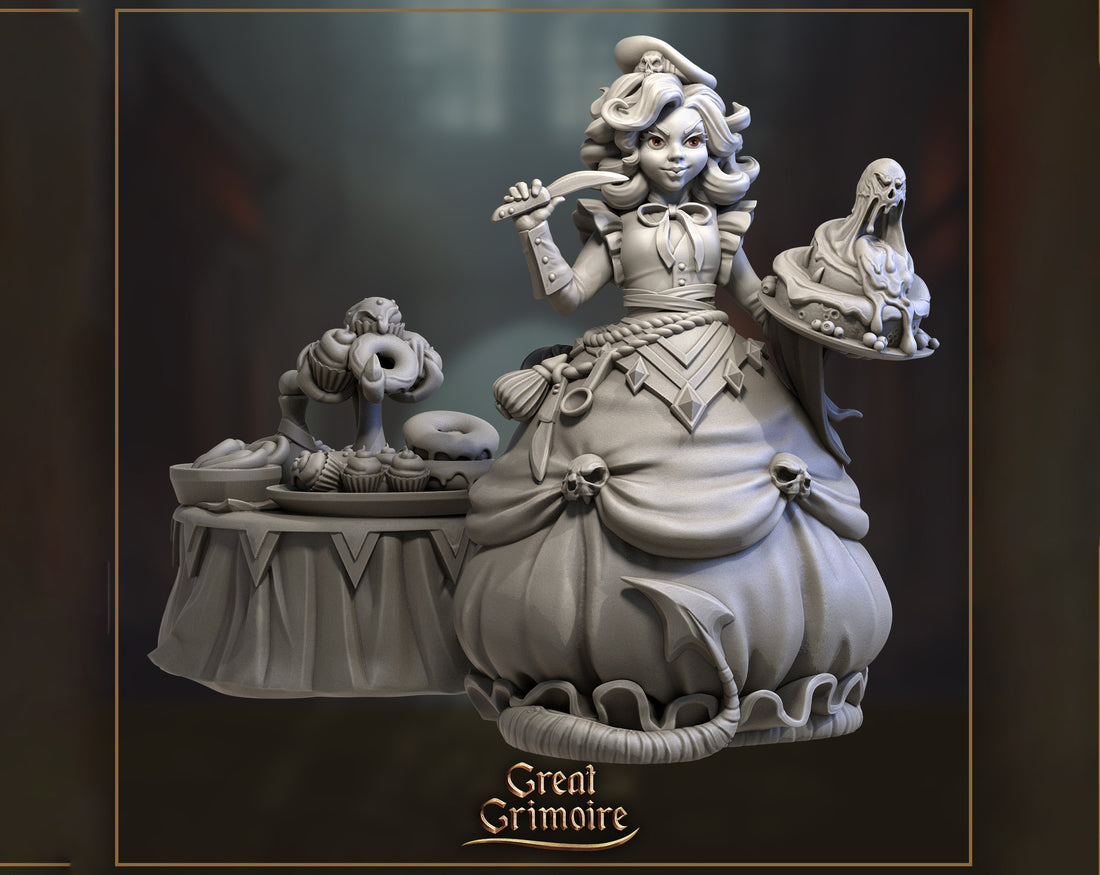 Female Baker Miniature | Tabletop RPG Miniature | Great Grimoire | Roleplaying 3D Printed Fantasy Mini - 3DPrintDen