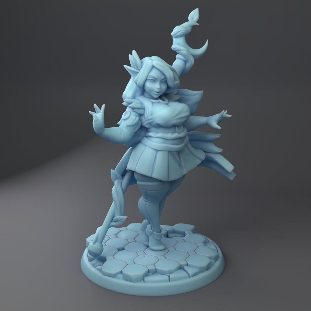 Female Elf Wizard Miniature | Twin Goddess Miniatures | Tabletop RPG Miniature | Roleplaying 3D Printed Fantasy Mini - 3DPrintDen