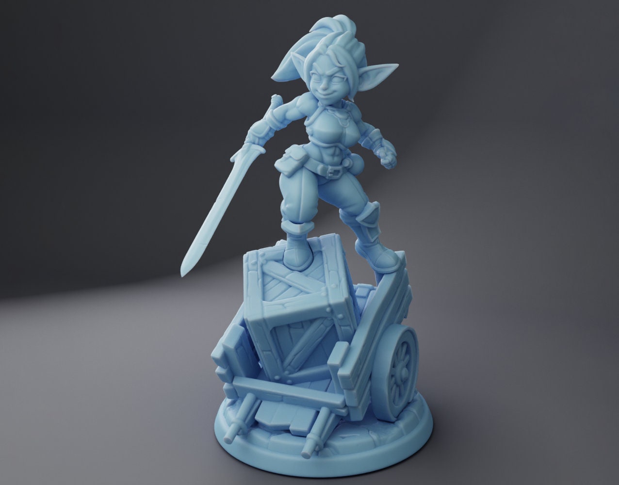 Female Goblin Fighter Miniature, Blix | Twin Goddess Miniatures | Tabletop RPG Miniature | Roleplaying 3D Printed Fantasy Mini - 3DPrintDen