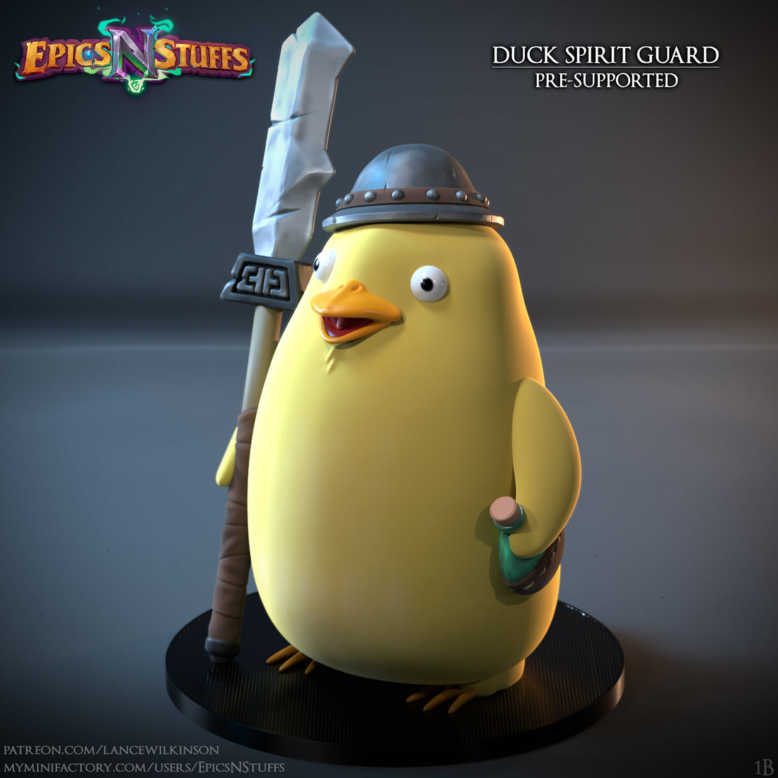 Duck Spirit Guard Miniature | Tabletop RPG Miniature | Epic 'N' Stuff | Roleplaying 3D Printed Fantasy Mini - 3DPrintDen