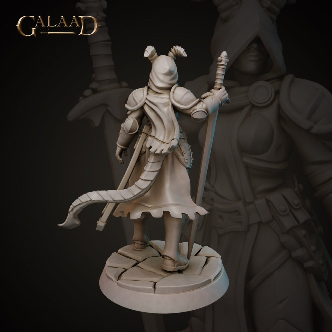 Female Tiefling Paladin Miniature | Tabletop RPG Miniature | Galaad Miniatures | Roleplaying 3D Printed Fantasy Mini - 3DPrintDen