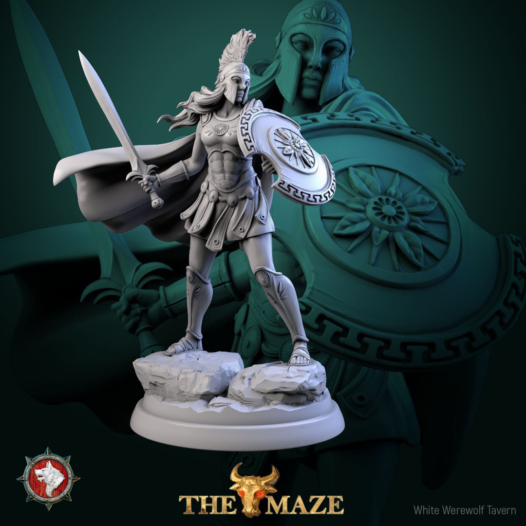 Amazon Warrior Miniature | Tabletop RPG Miniature | White Werewolf Tavern | Roleplaying 3D Printed Fantasy Mini - 3DPrintDen