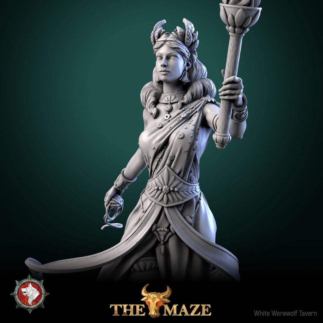 Princess Miniature, Ariadne | Tabletop RPG Miniature | White Werewolf Tavern | Roleplaying 3D Printed Fantasy Mini - 3DPrintDen