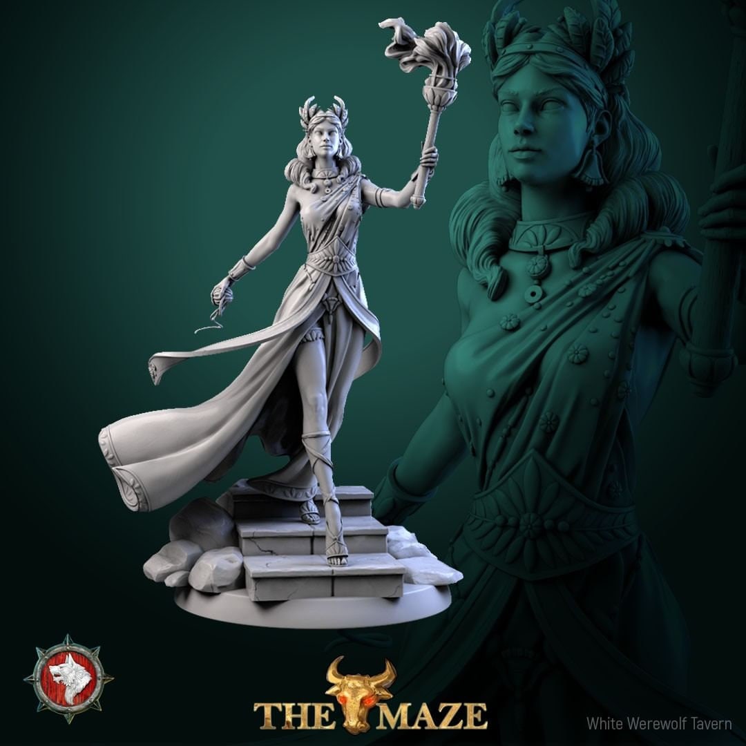 Princess Miniature, Ariadne | Tabletop RPG Miniature | White Werewolf Tavern | Roleplaying 3D Printed Fantasy Mini - 3DPrintDen