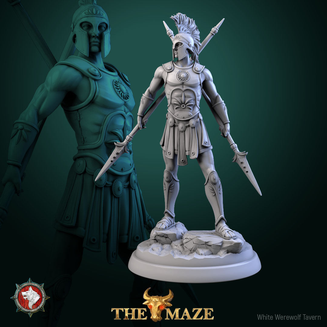 Greek Warrior Miniature | Tabletop RPG Miniature | White Werewolf Tavern | Roleplaying 3D Printed Fantasy Mini - 3DPrintDen