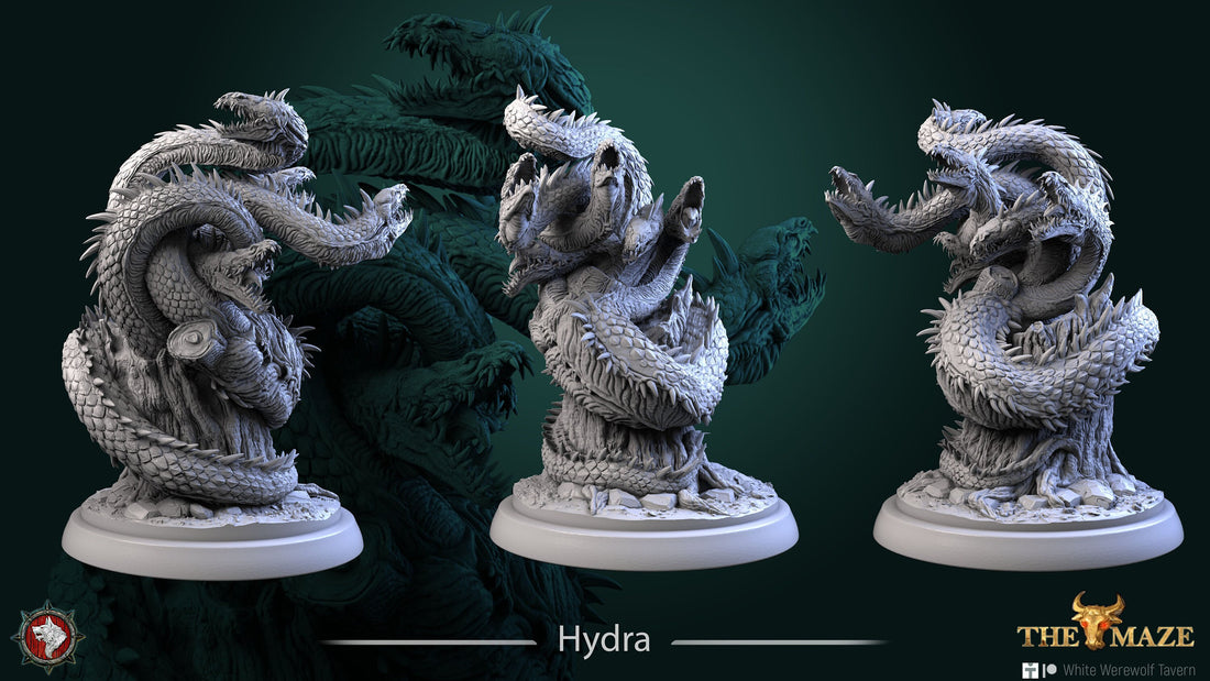 Hydra Miniature | Tabletop RPG Miniature | White Werewolf Tavern | Roleplaying 3D Printed Fantasy Mini - 3DPrintDen