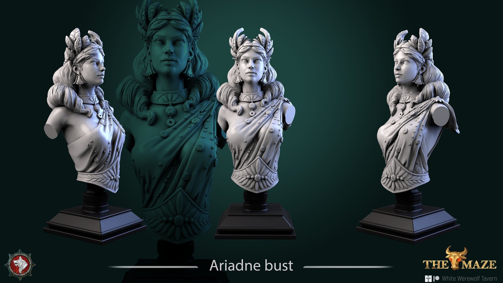 Princess Ariadne Bust | Tabletop RPG Miniature | White Werewolf Tavern | Roleplaying 3D Printed Fantasy Mini - 3DPrintDen