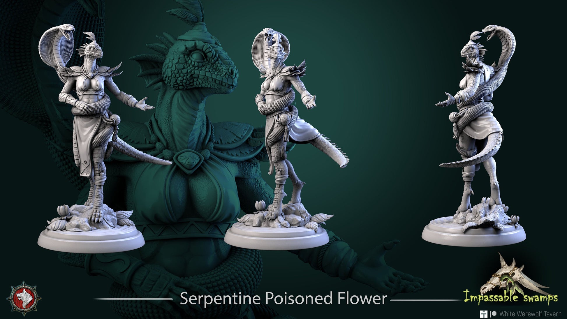 Female Lizardfolk Tamer Miniature | Tabletop RPG Miniature | White Werewolf Tavern | Roleplaying 3D Printed Fantasy Mini - 3DPrintDen