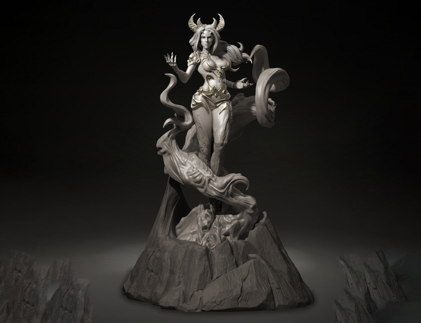 Female Demon Miniature, Lazabel | Tabletop RPG Miniature | Dungeons and Maidens | Roleplaying 3D Printed Fantasy Mini - 3DPrintDen