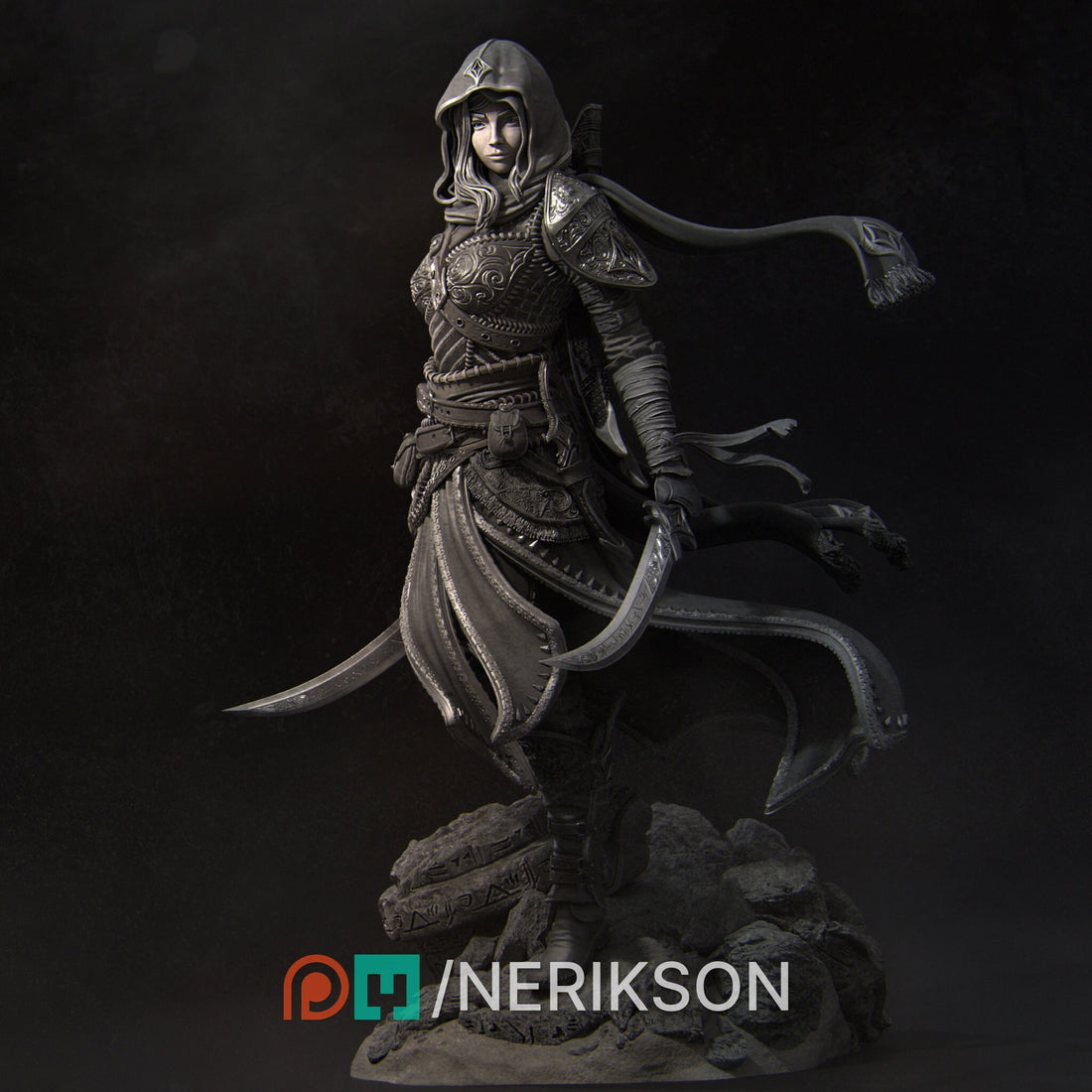 Female Assassin Miniature, Artemisia | Tabletop RPG Miniature | Nerikson | Roleplaying 3D Printed Fantasy Mini - 3DPrintDen