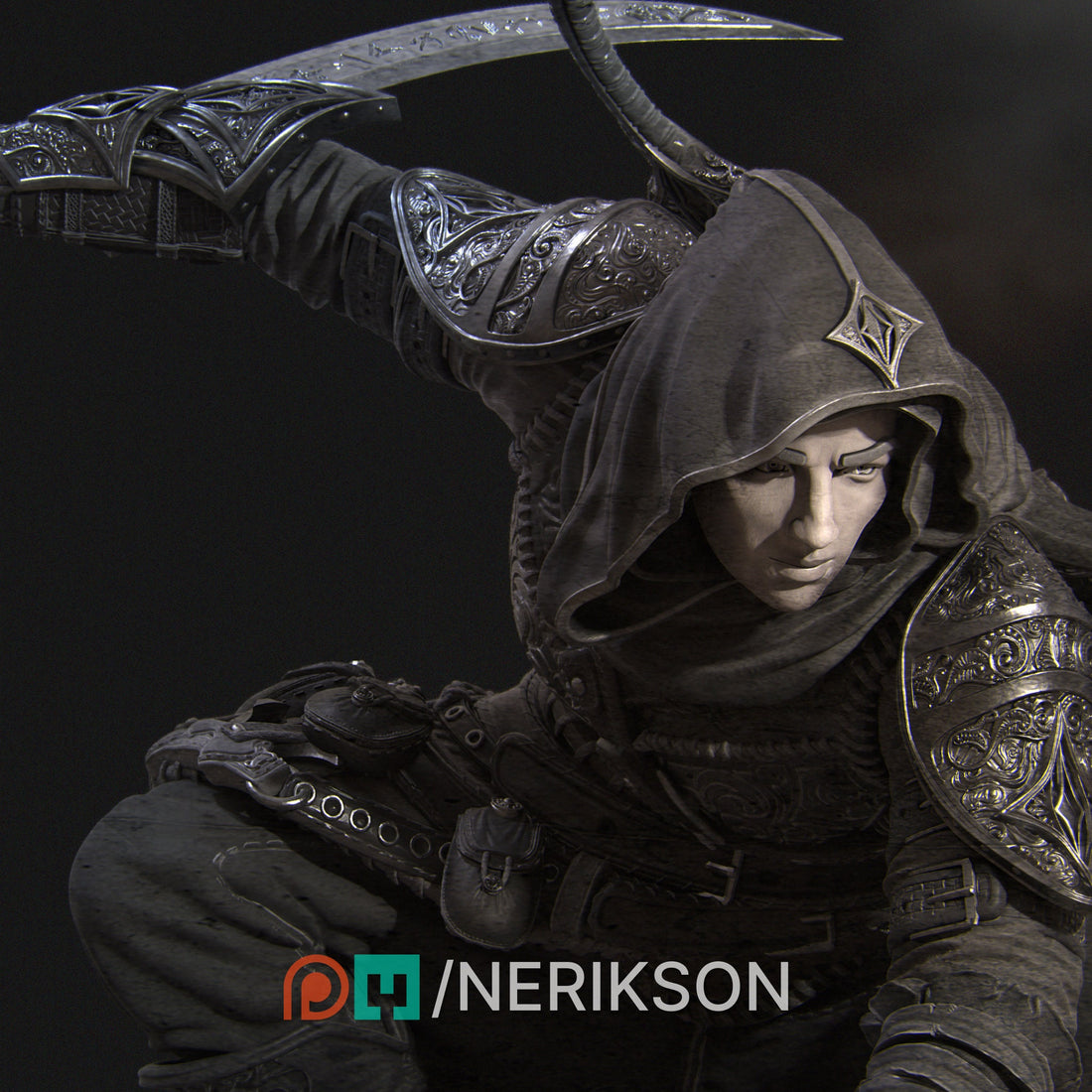 Assassin Miniature, Nasir | Tabletop RPG Miniature | Nerikson | Roleplaying 3D Printed Fantasy Mini - 3DPrintDen