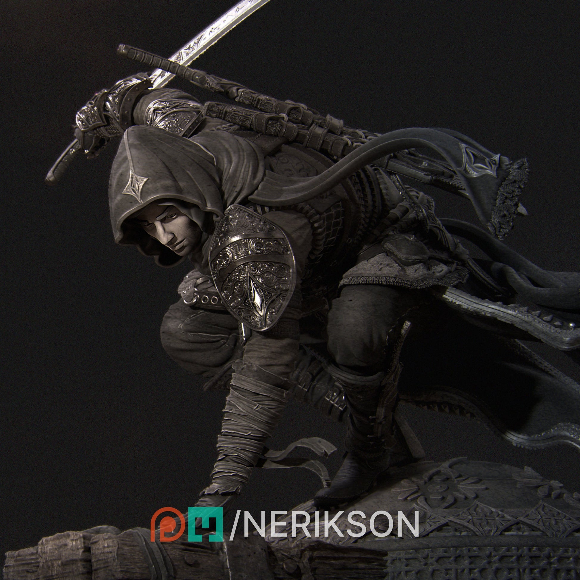 Assassin Miniature, Nasir | Tabletop RPG Miniature | Nerikson | Roleplaying 3D Printed Fantasy Mini - 3DPrintDen