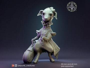 Italian Greyhound Lady Miniature | Tabletop RPG Miniature | Pepunki Creatures | Roleplaying 3D Printed Fantasy Mini - 3DPrintDen