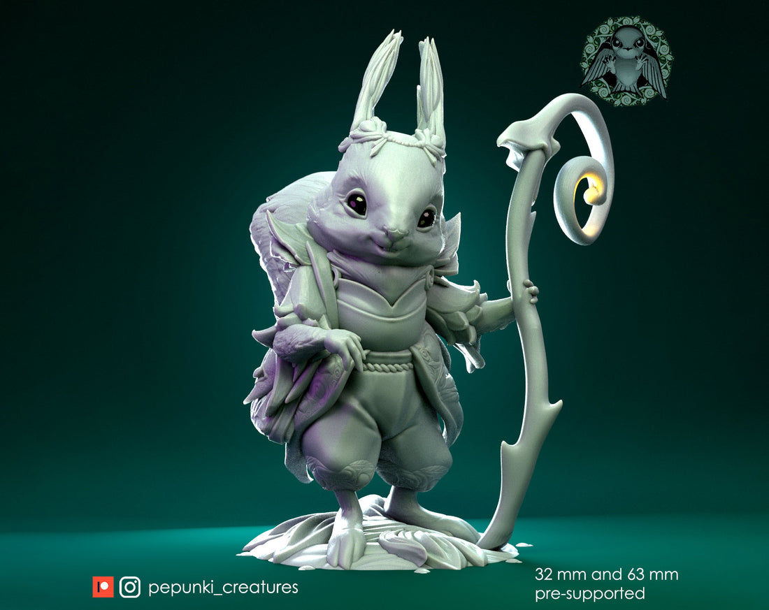 Squirrel Traveler Miniature | Tabletop RPG Miniature | Pepunki Creatures | Roleplaying 3D Printed Fantasy Mini - 3DPrintDen