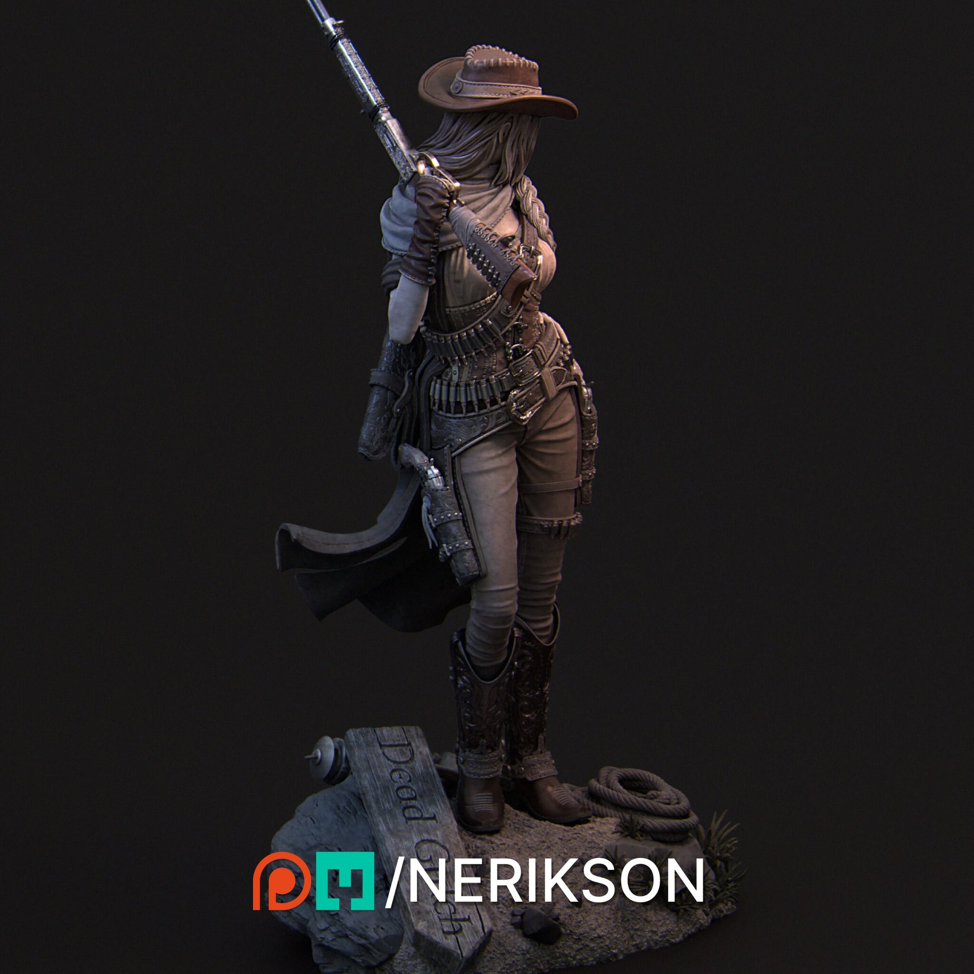 Female Cowboy Miniature, Jane Stanton | Tabletop RPG Miniature | Nerikson | Roleplaying 3D Printed Fantasy Mini - 3DPrintDen