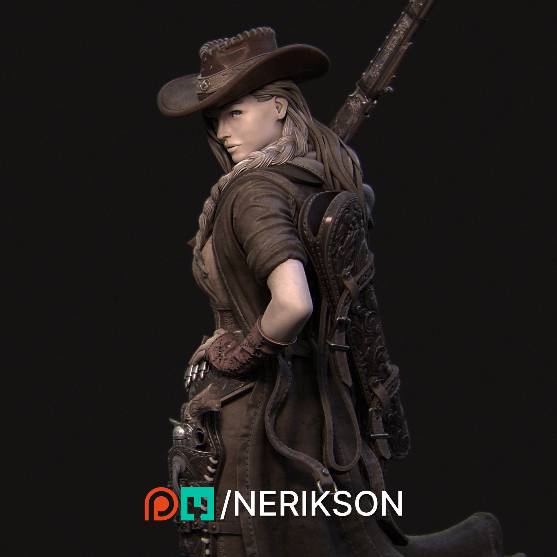 Female Cowboy Miniature, Jane Stanton | Tabletop RPG Miniature | Nerikson | Roleplaying 3D Printed Fantasy Mini - 3DPrintDen