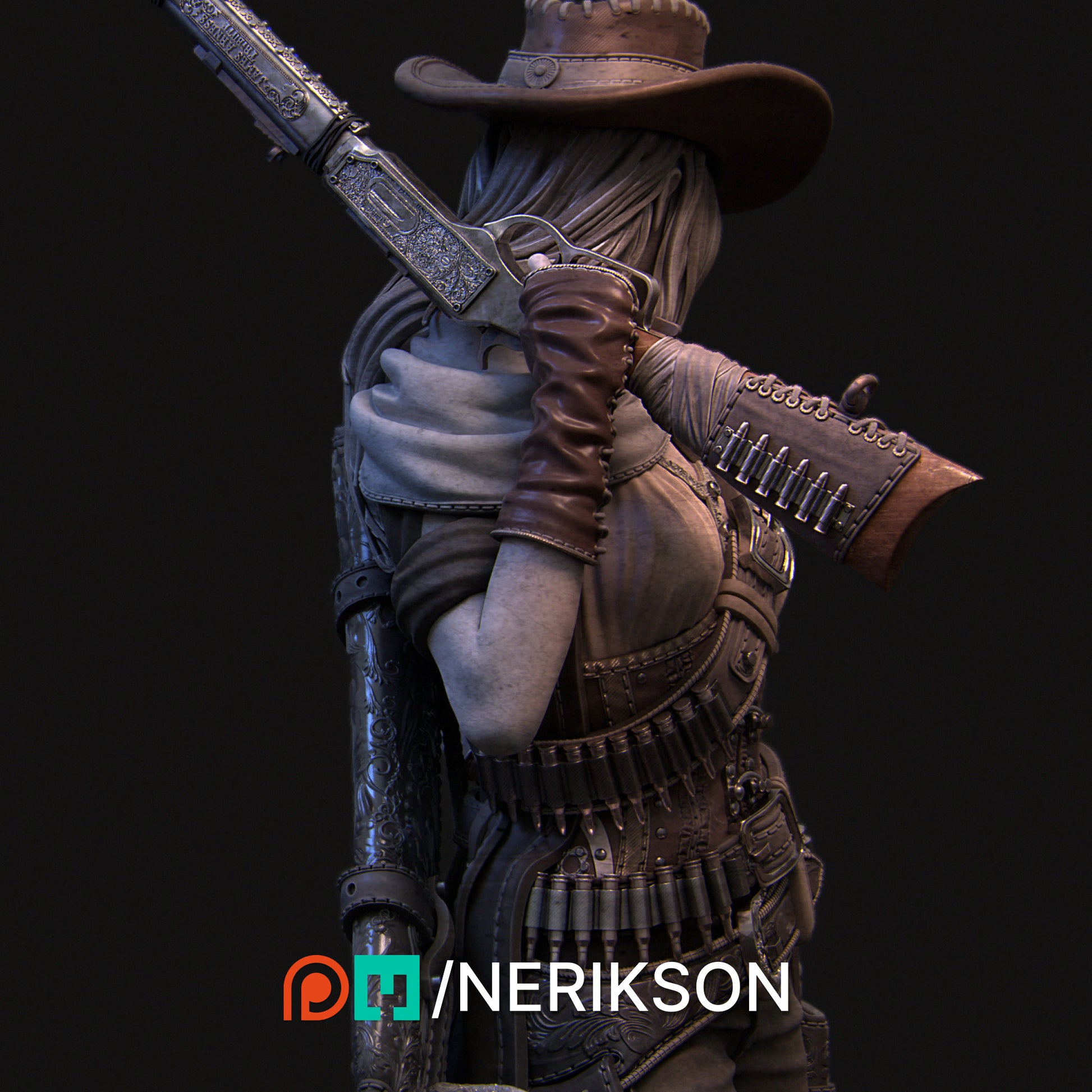 Female Cowboy Miniature, Jane Stanton | Tabletop RPG Miniature | Nerikson | Roleplaying 3D Printed Fantasy Mini - 3DPrintDen