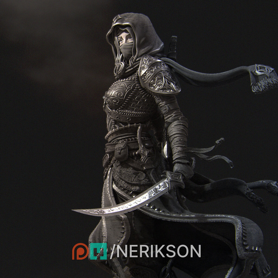 Female Assassin Miniature, Artemisia | Tabletop RPG Miniature | Nerikson | Roleplaying 3D Printed Fantasy Mini - 3DPrintDen