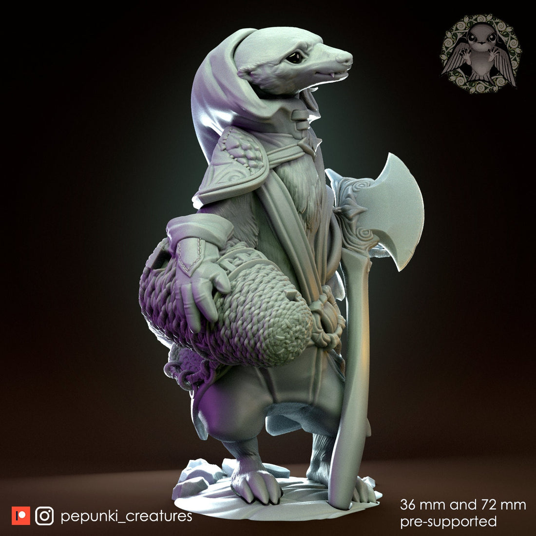 Honey Badger Beekeeper Miniature | Tabletop RPG Miniature | Pepunki Creatures | Roleplaying 3D Printed Fantasy Mini - 3DPrintDen