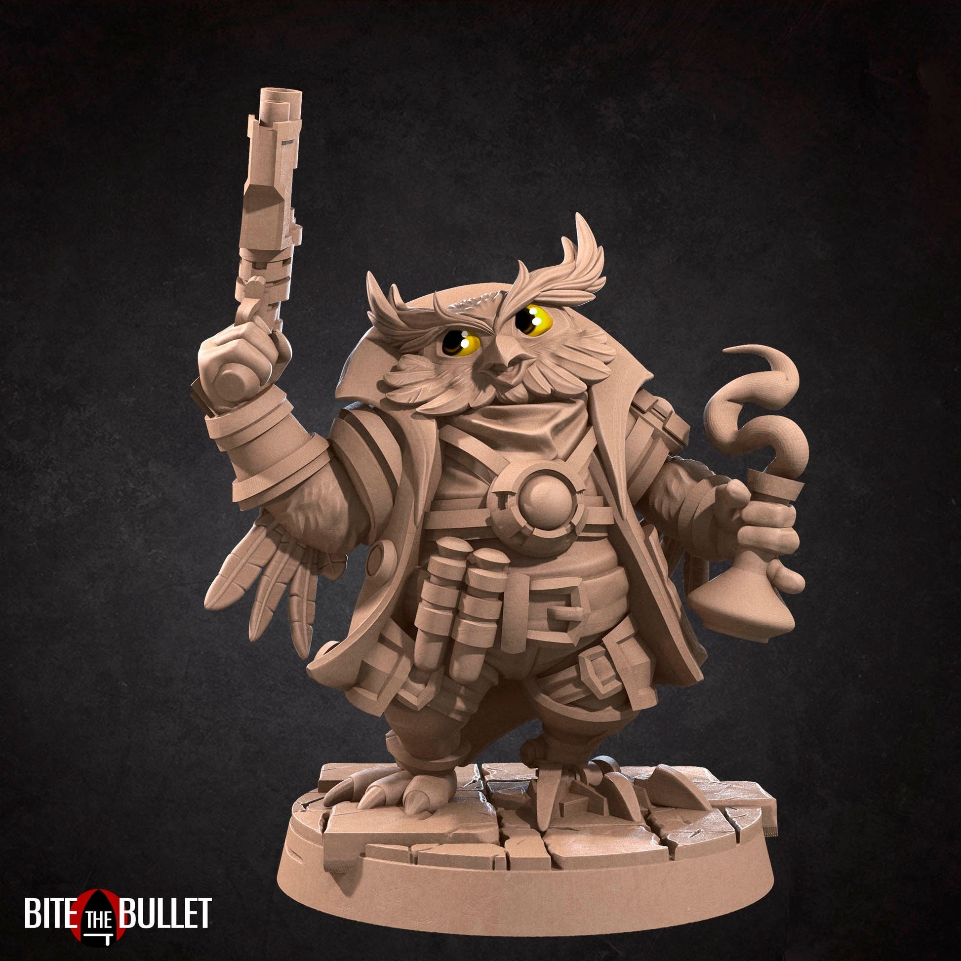 Owlfolk Artificer Miniature | Tabletop RPG Miniature | Bite the Bullet | Roleplaying 3D Printed Fantasy Mini - 3DPrintDen