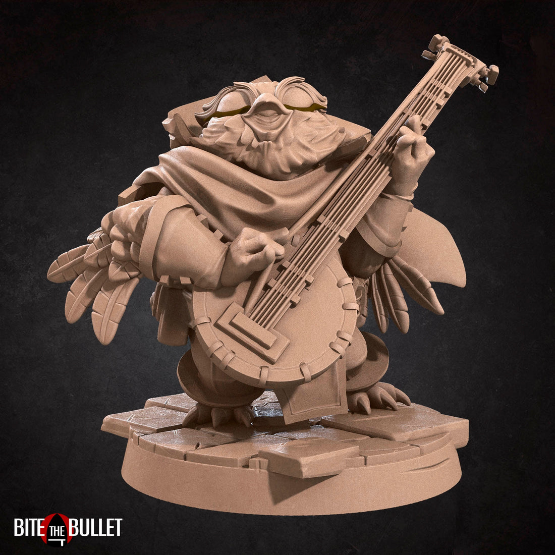 Owlfolk Bard Miniature | Tabletop RPG Miniature | Bite the Bullet | Roleplaying 3D Printed Fantasy Mini - 3DPrintDen