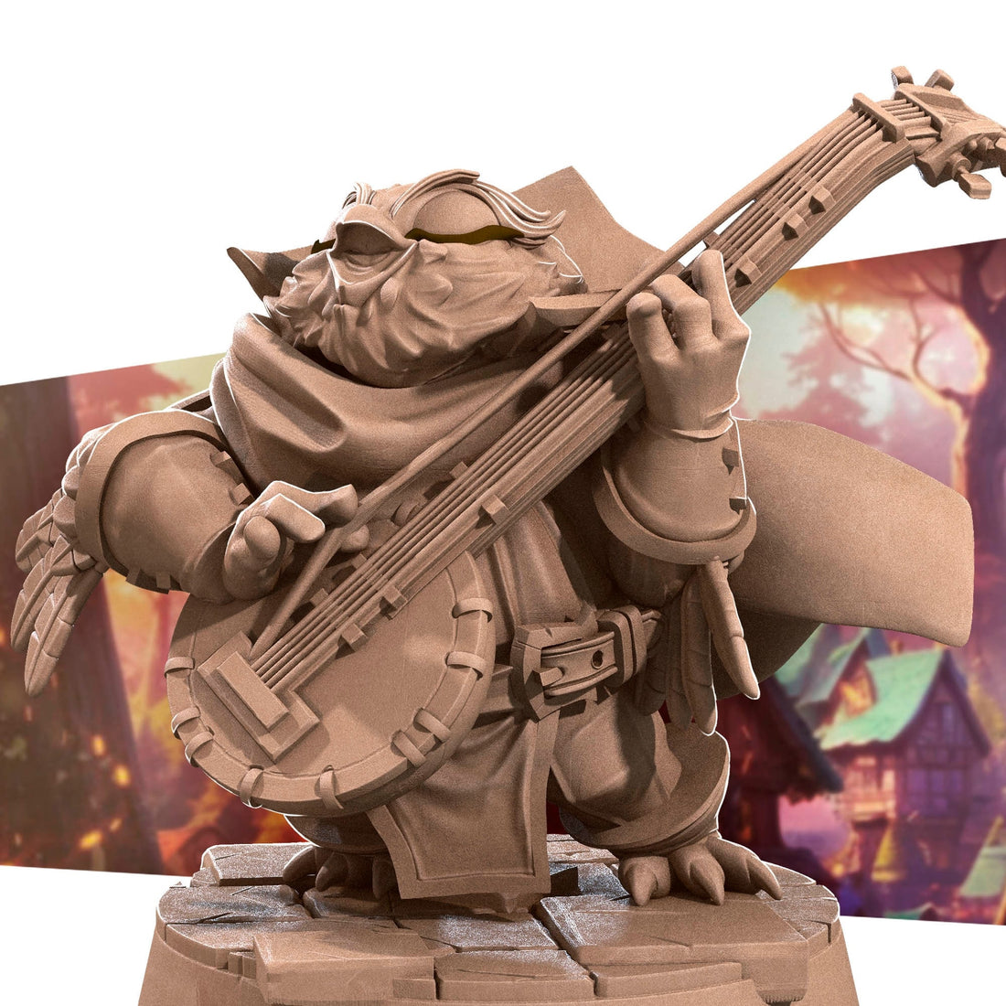 Owlfolk Bard Miniature | Tabletop RPG Miniature | Bite the Bullet | Roleplaying 3D Printed Fantasy Mini - 3DPrintDen