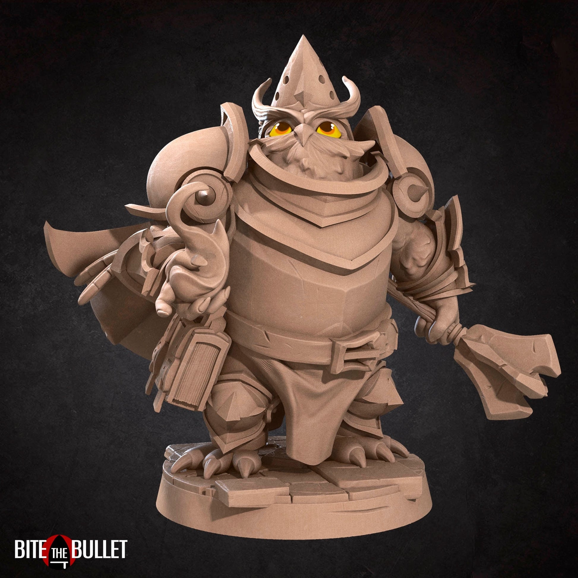 Owlfolk Cleric Miniature | Tabletop RPG Miniature | Bite the Bullet | Roleplaying 3D Printed Fantasy Mini - 3DPrintDen