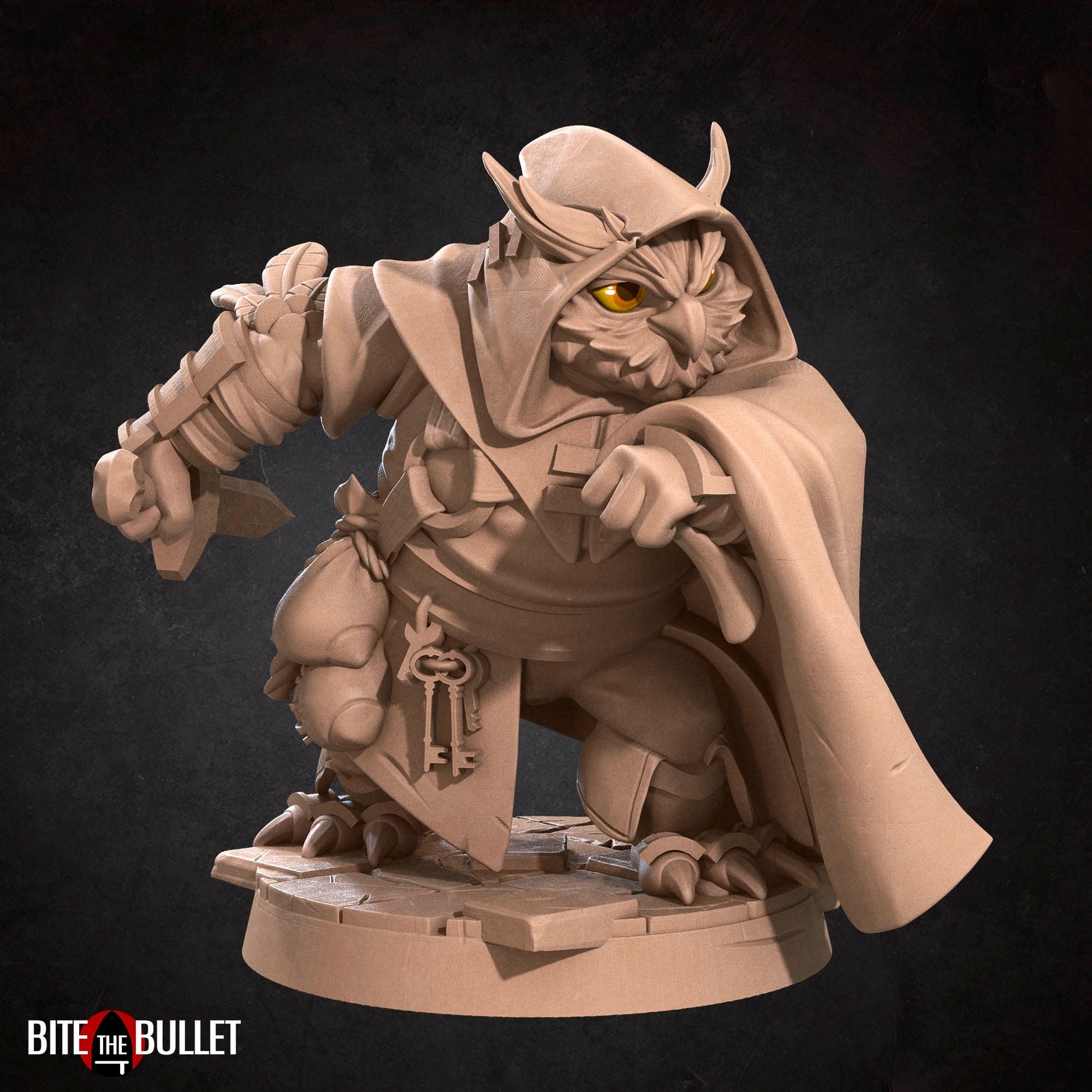 Owlfolk Rogue Miniature | Tabletop RPG Miniature | Bite the Bullet | Roleplaying 3D Printed Fantasy Mini - 3DPrintDen