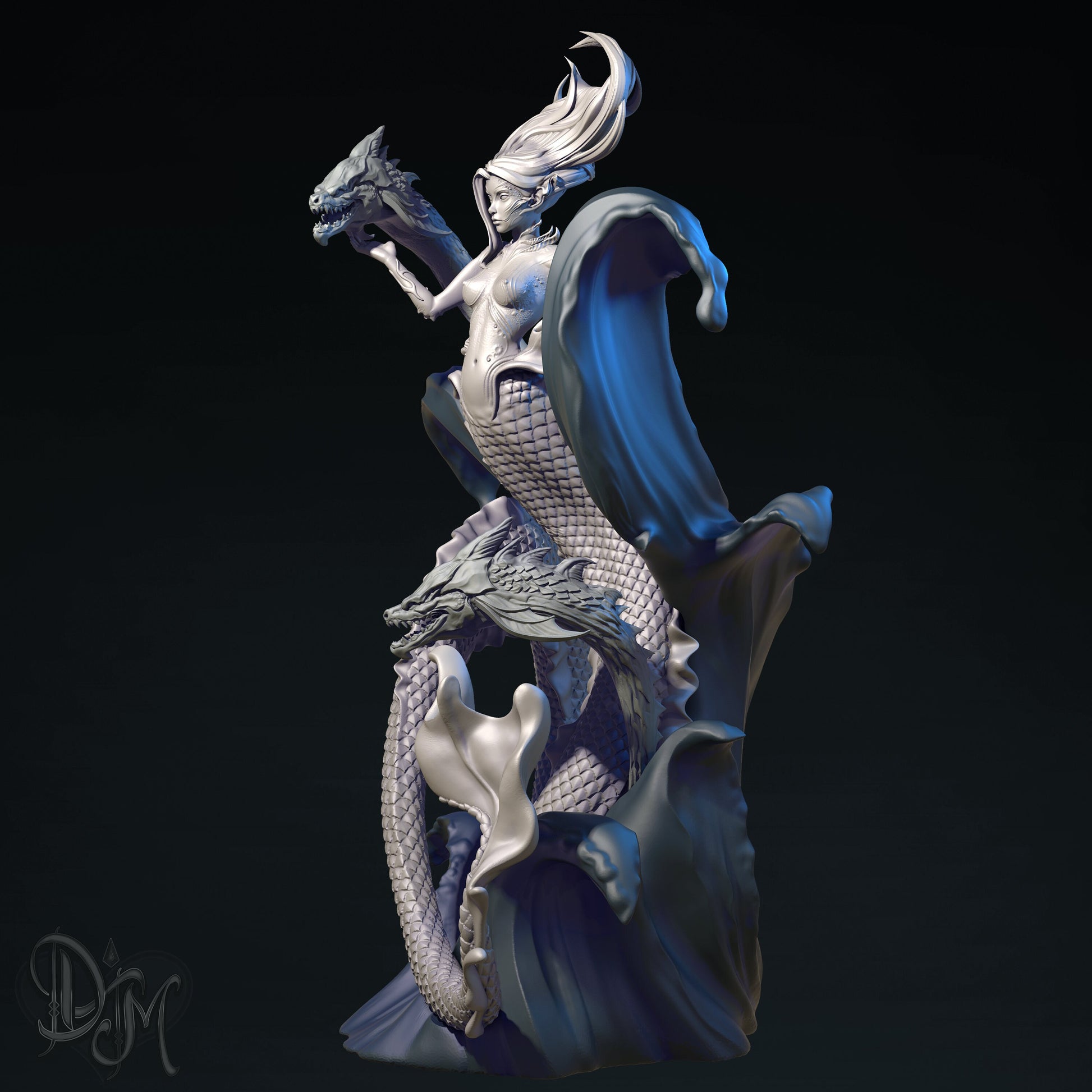 Sea Nymph Miniature, Zehenna | Tabletop RPG Miniature | Dungeons and Maidens | Roleplaying 3D Printed Fantasy Mini - 3DPrintDen