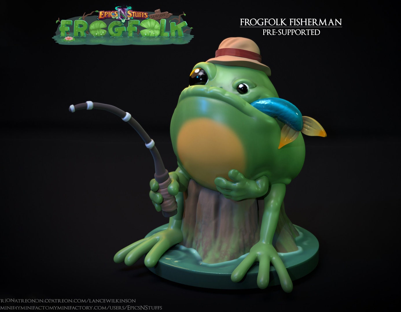 Frogfolk Fisherman Miniature | Tabletop RPG Miniature | Epic 'N' Stuff | Roleplaying 3D Printed Fantasy Mini - 3DPrintDen