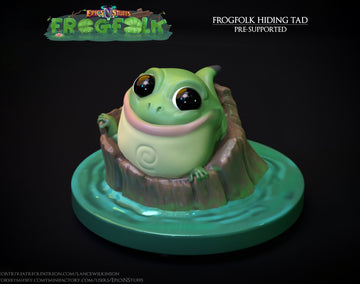 Frogfolk Hiding Tadpole Miniature | Tabletop RPG Miniature | Epic 'N' Stuff | Roleplaying 3D Printed Fantasy Mini - 3DPrintDen