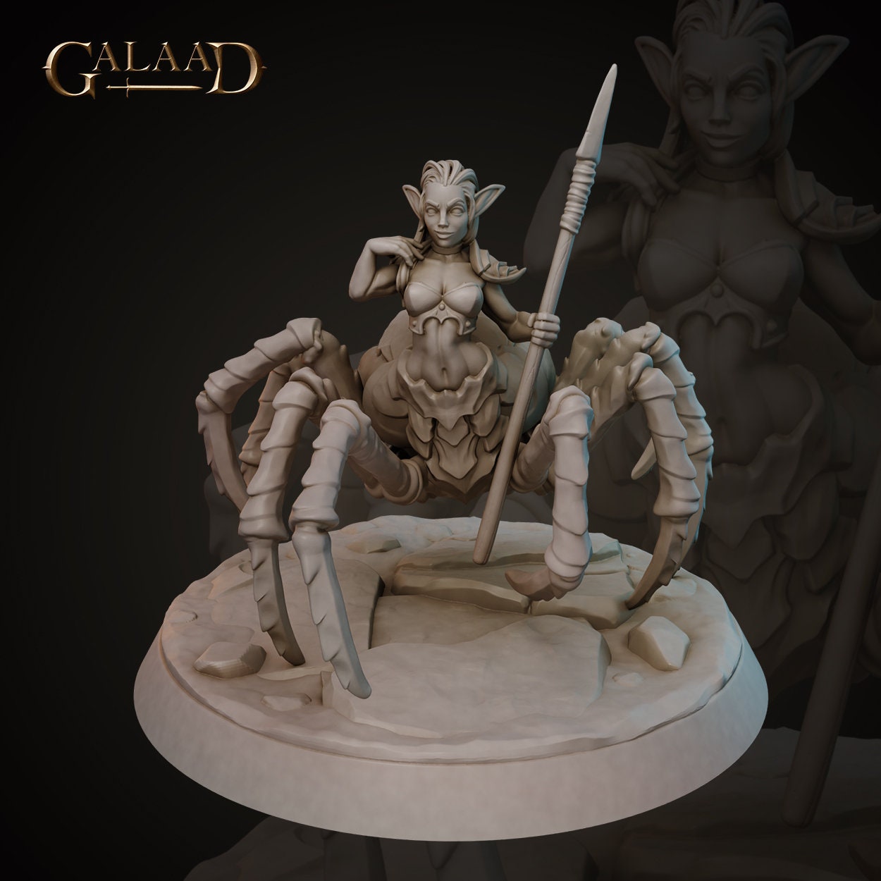 Female Drider Miniature | Tabletop RPG Miniature | Galaad Miniatures | Roleplaying 3D Printed Fantasy Mini - 3DPrintDen