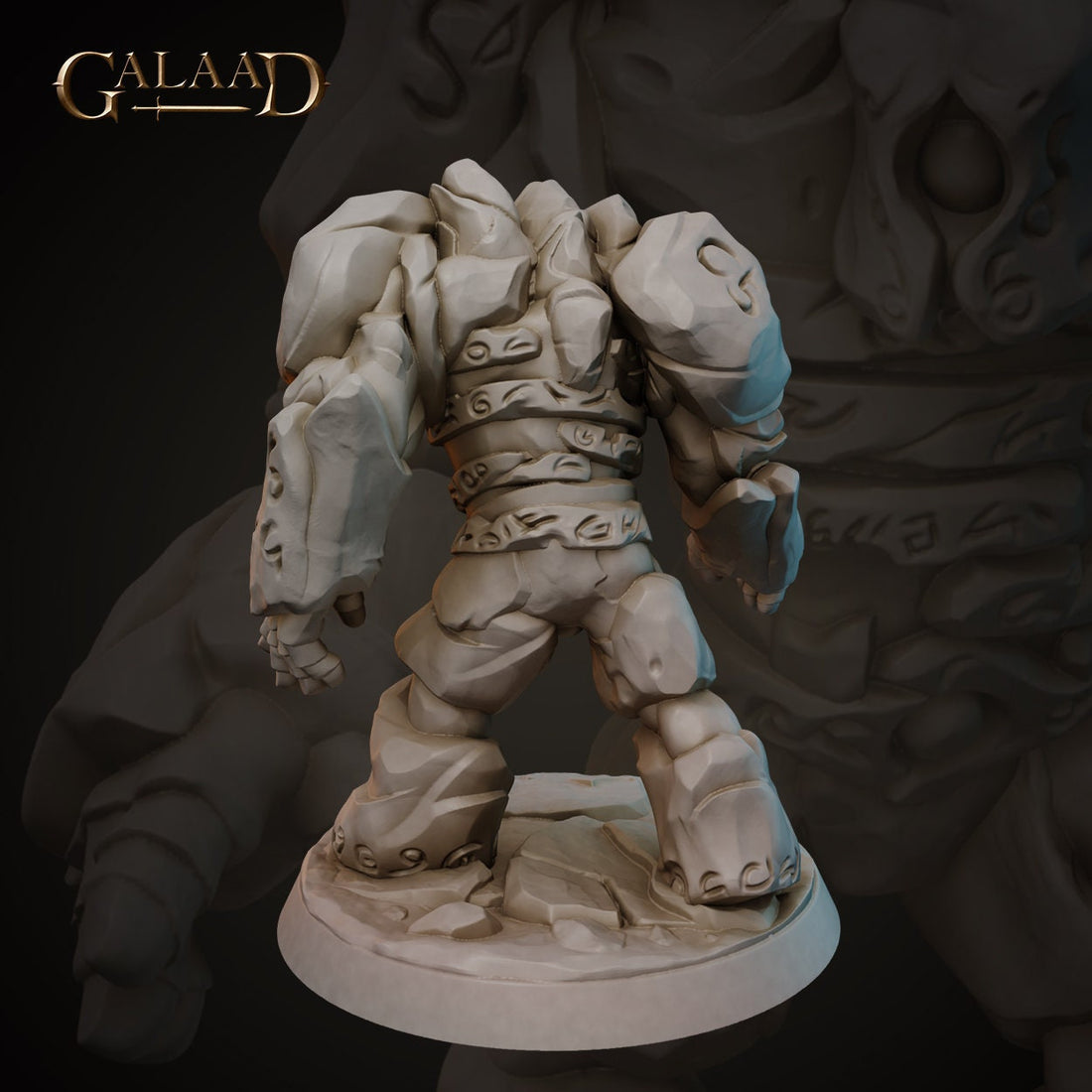 Stone Golem Miniature | Tabletop RPG Miniature | Galaad Miniatures | Roleplaying 3D Printed Fantasy Mini - 3DPrintDen