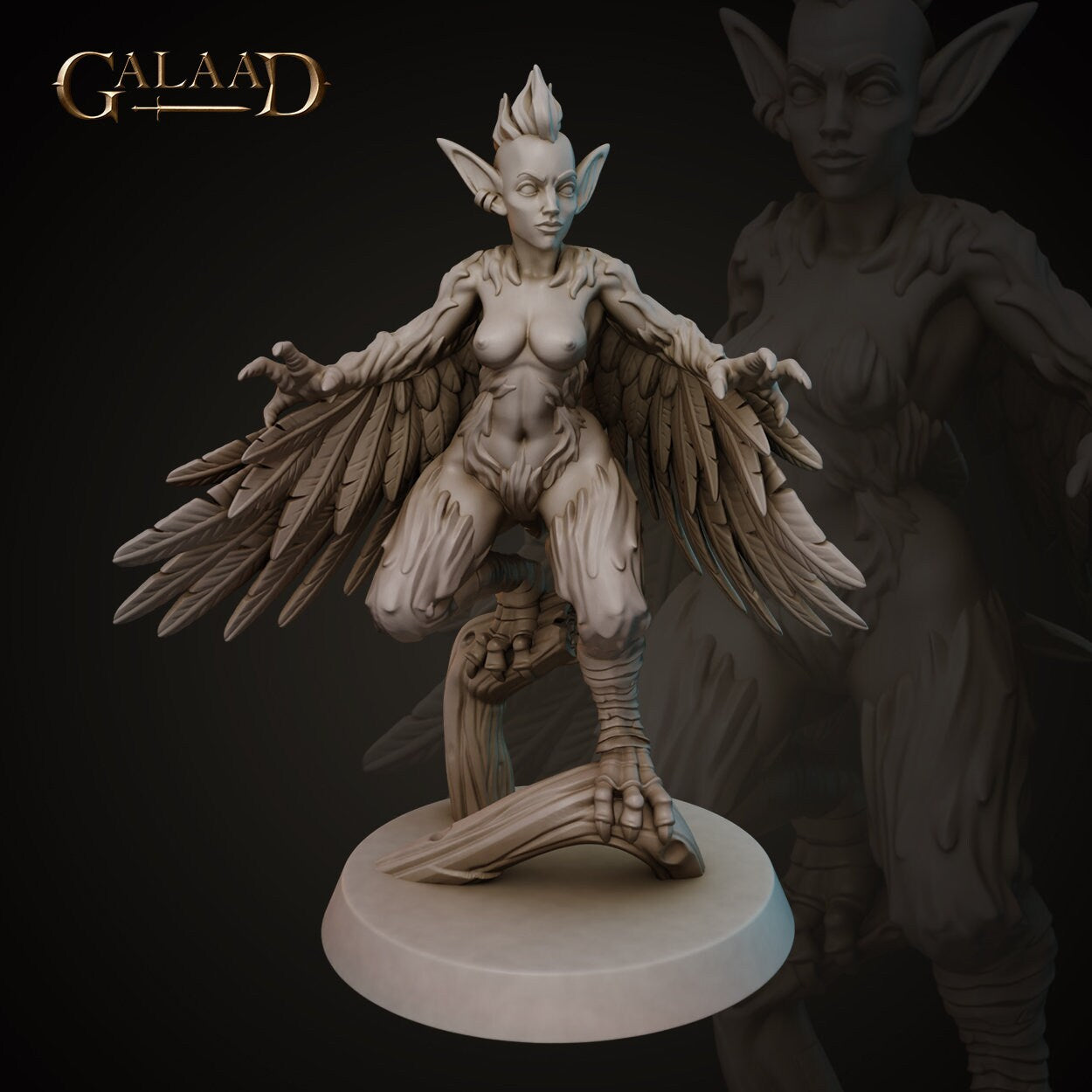 Harpy Miniature | Tabletop RPG Miniature | Galaad Miniatures | Roleplaying 3D Printed Fantasy Mini - 3DPrintDen