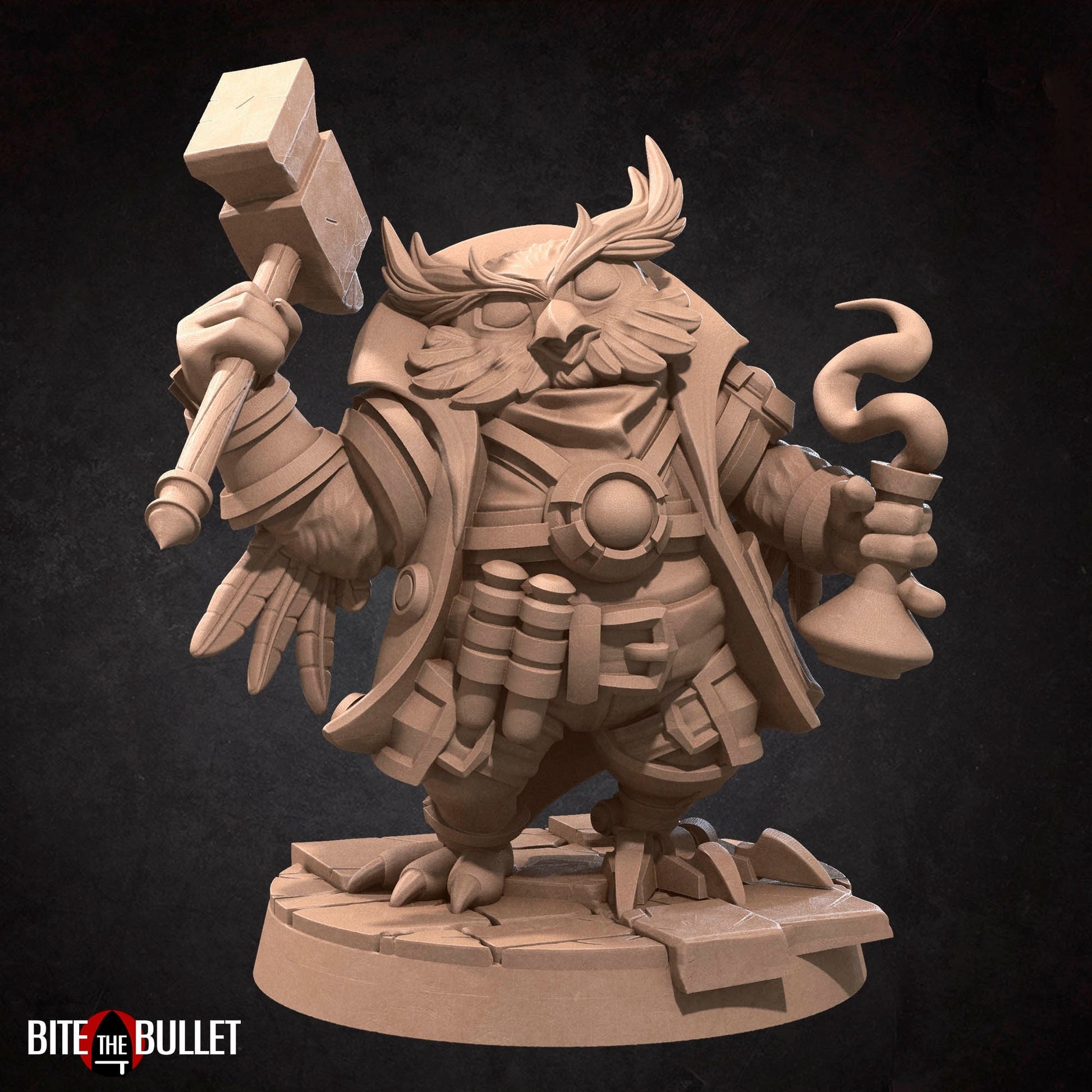 Owlfolk Artificer Miniature | Tabletop RPG Miniature | Bite the Bullet | Roleplaying 3D Printed Fantasy Mini - 3DPrintDen