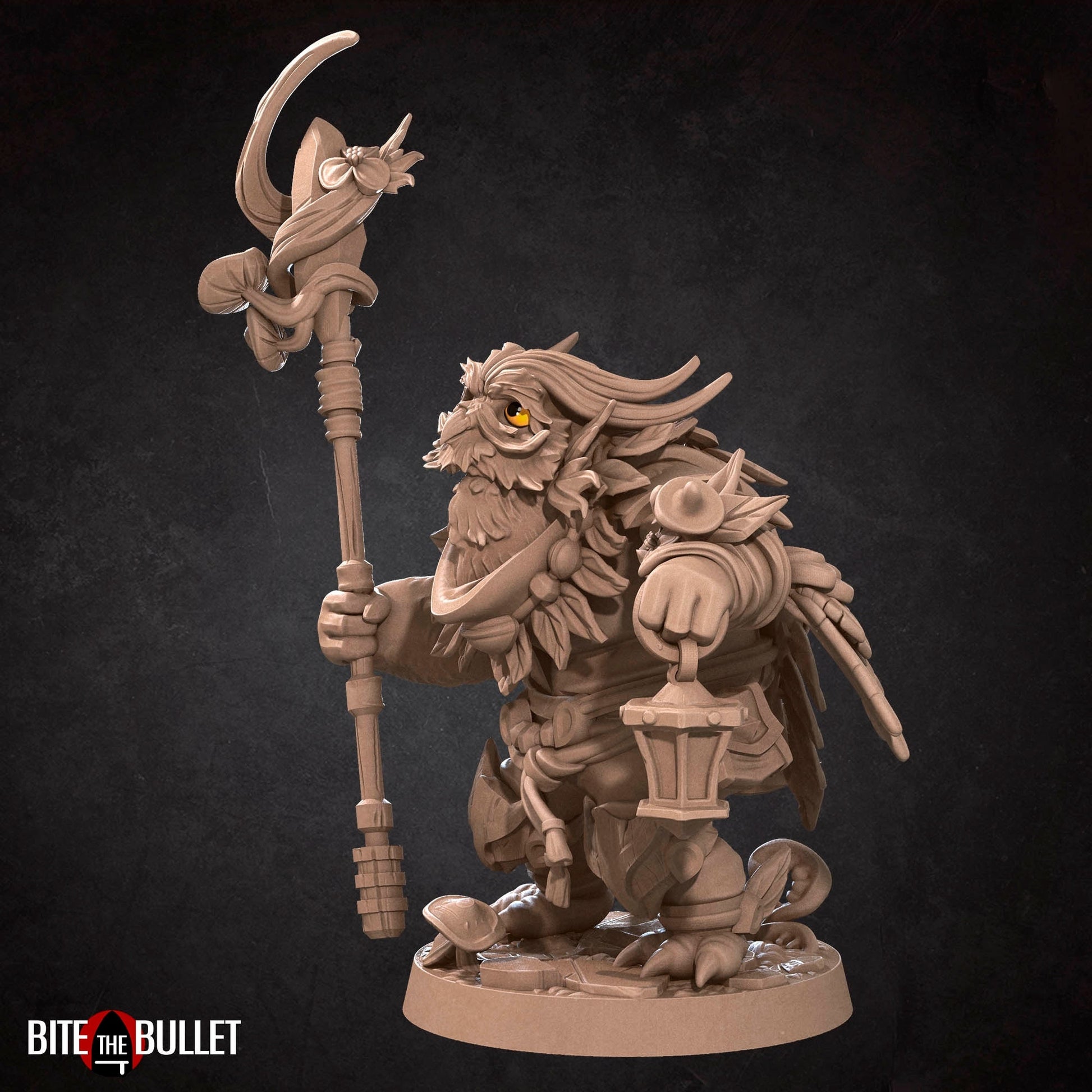 Owlfolk Druid Miniature | Tabletop RPG Miniature | Bite the Bullet | Roleplaying 3D Printed Fantasy Mini - 3DPrintDen