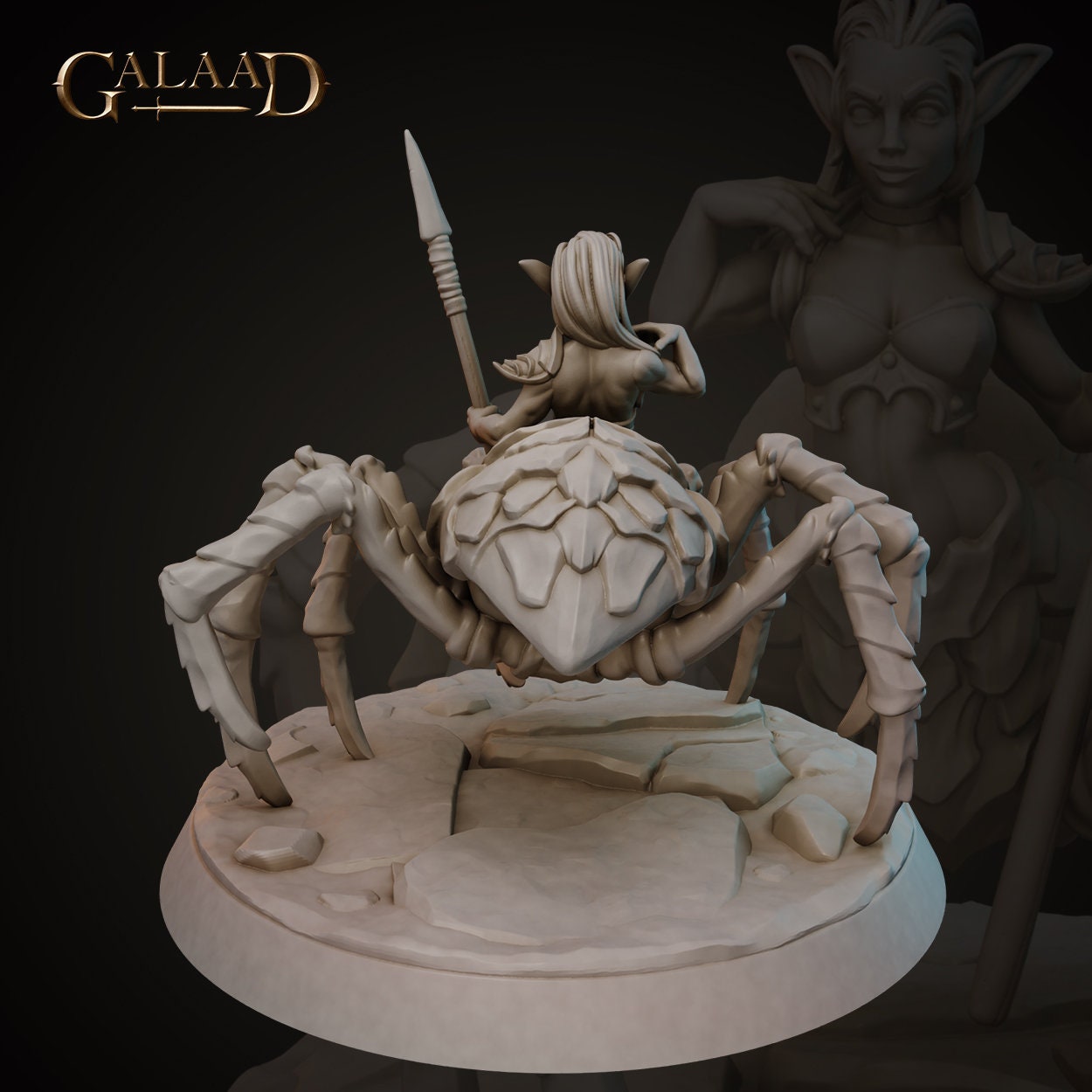 Female Drider Miniature | Tabletop RPG Miniature | Galaad Miniatures | Roleplaying 3D Printed Fantasy Mini - 3DPrintDen