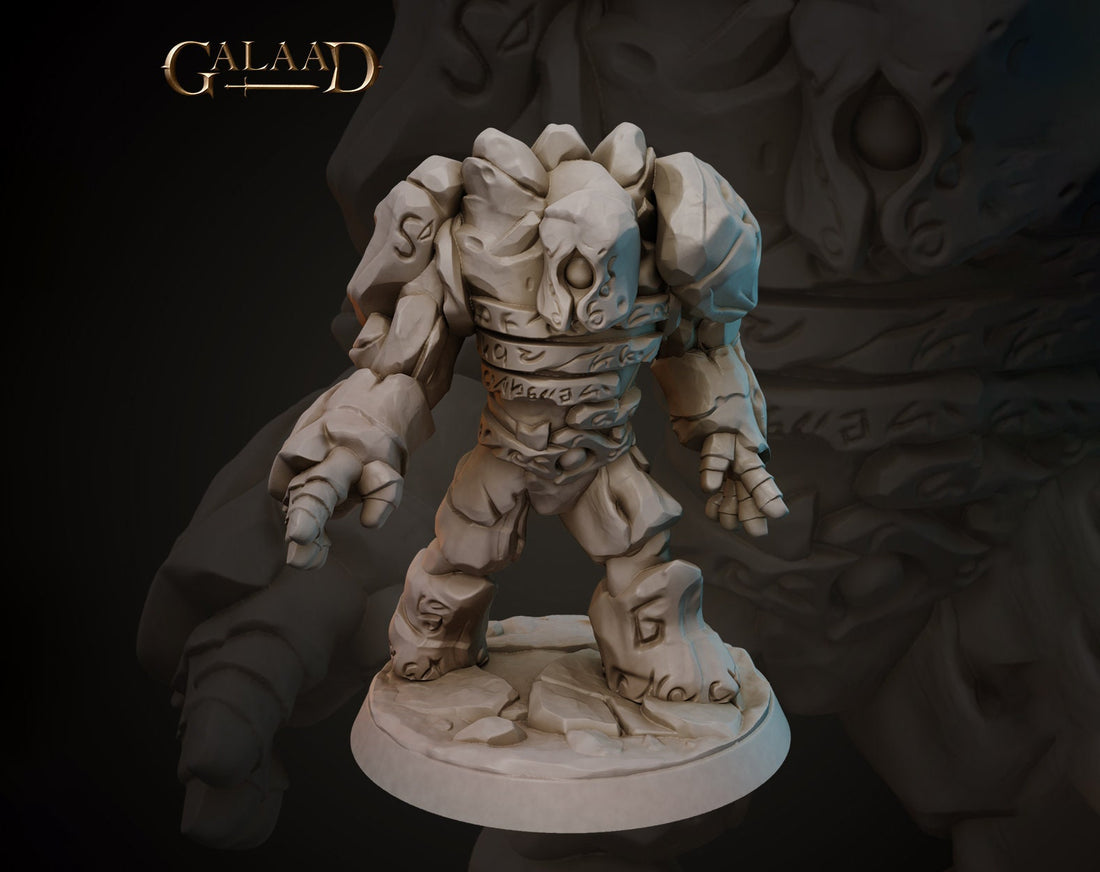 Stone Golem Miniature | Tabletop RPG Miniature | Galaad Miniatures | Roleplaying 3D Printed Fantasy Mini - 3DPrintDen