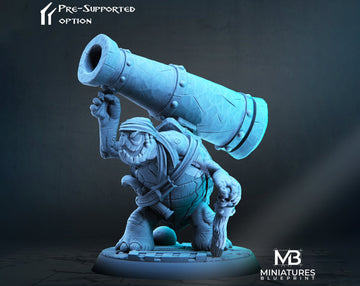 Tortle Cannoneer Miniature | Tabletop RPG Miniature | Miniatures Blueprint | Roleplaying 3D Printed Fantasy Mini - 3DPrintDen