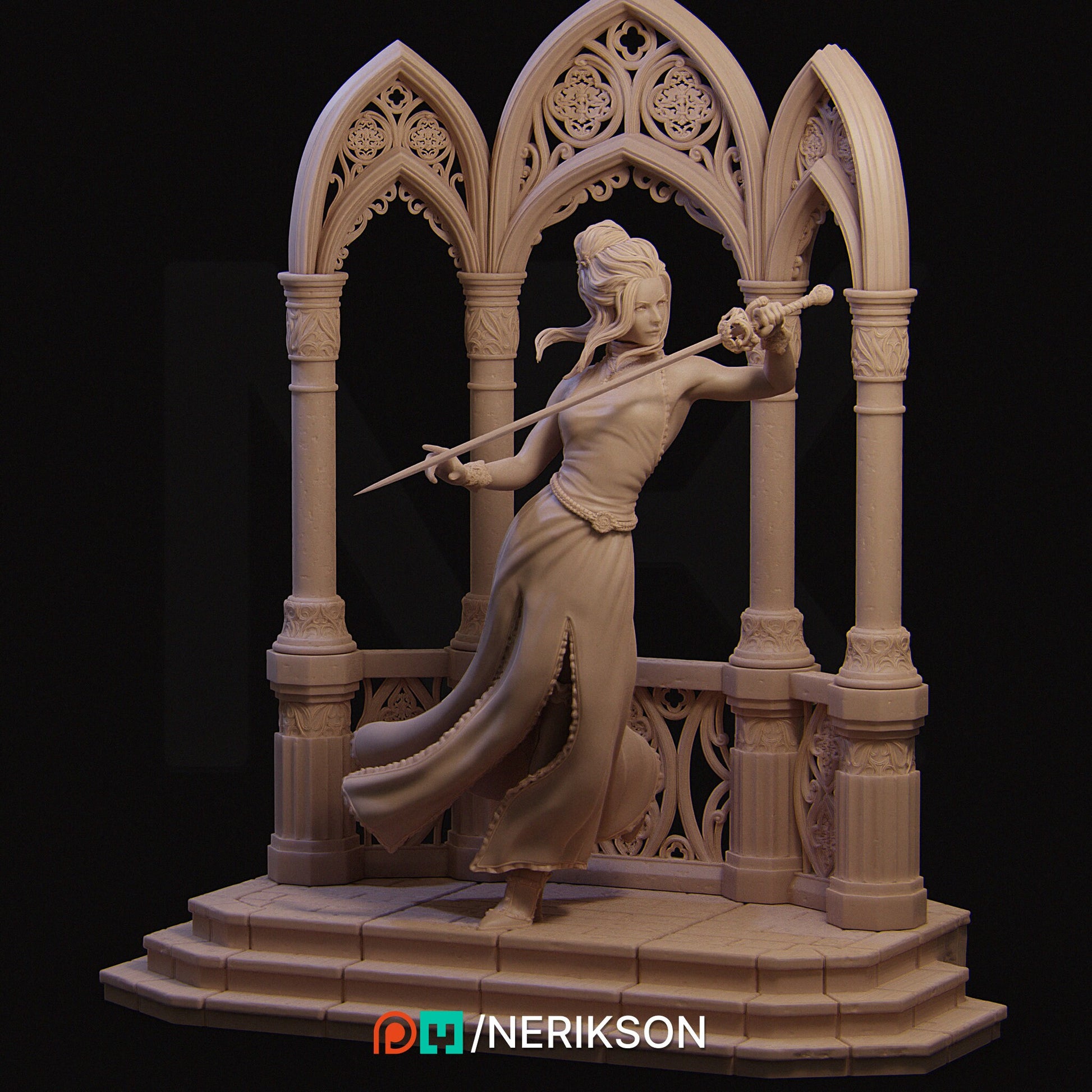 Moonlight Duelist Miniature, Luna | Tabletop RPG Miniature | Nerikson | Roleplaying 3D Printed Fantasy Mini - 3DPrintDen