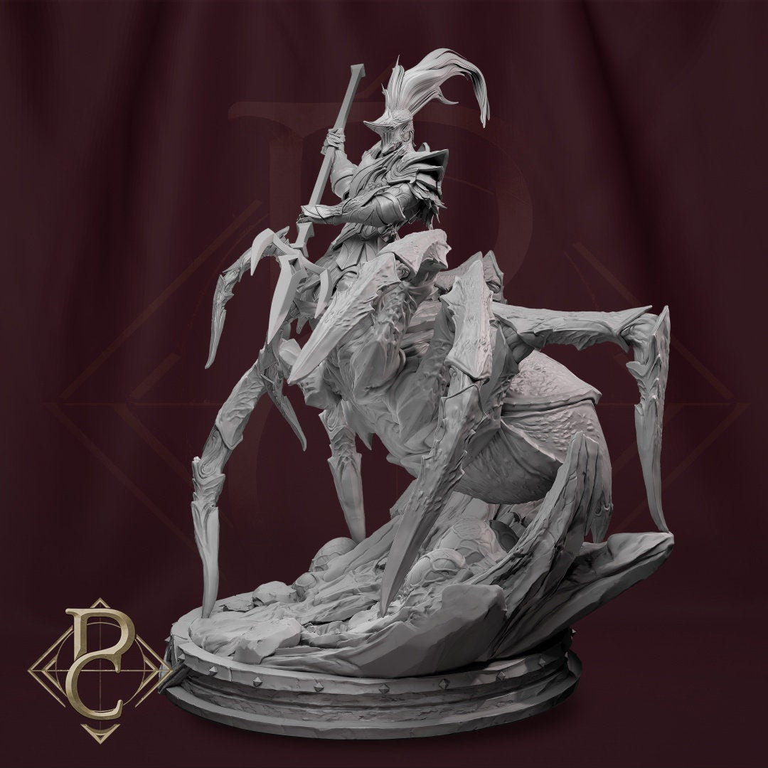 Arachnid Warrior Miniature, Riteris | Tabletop RPG Miniature | Parasite Collectibles | Roleplaying 3D Printed Fantasy Mini - 3DPrintDen