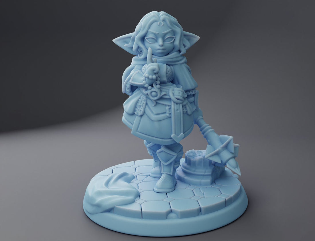 Female Goblin Cleric Miniature, Holly | Twin Goddess Miniatures | Tabletop RPG Miniature | Roleplaying 3D Printed Fantasy Mini - 3DPrintDen