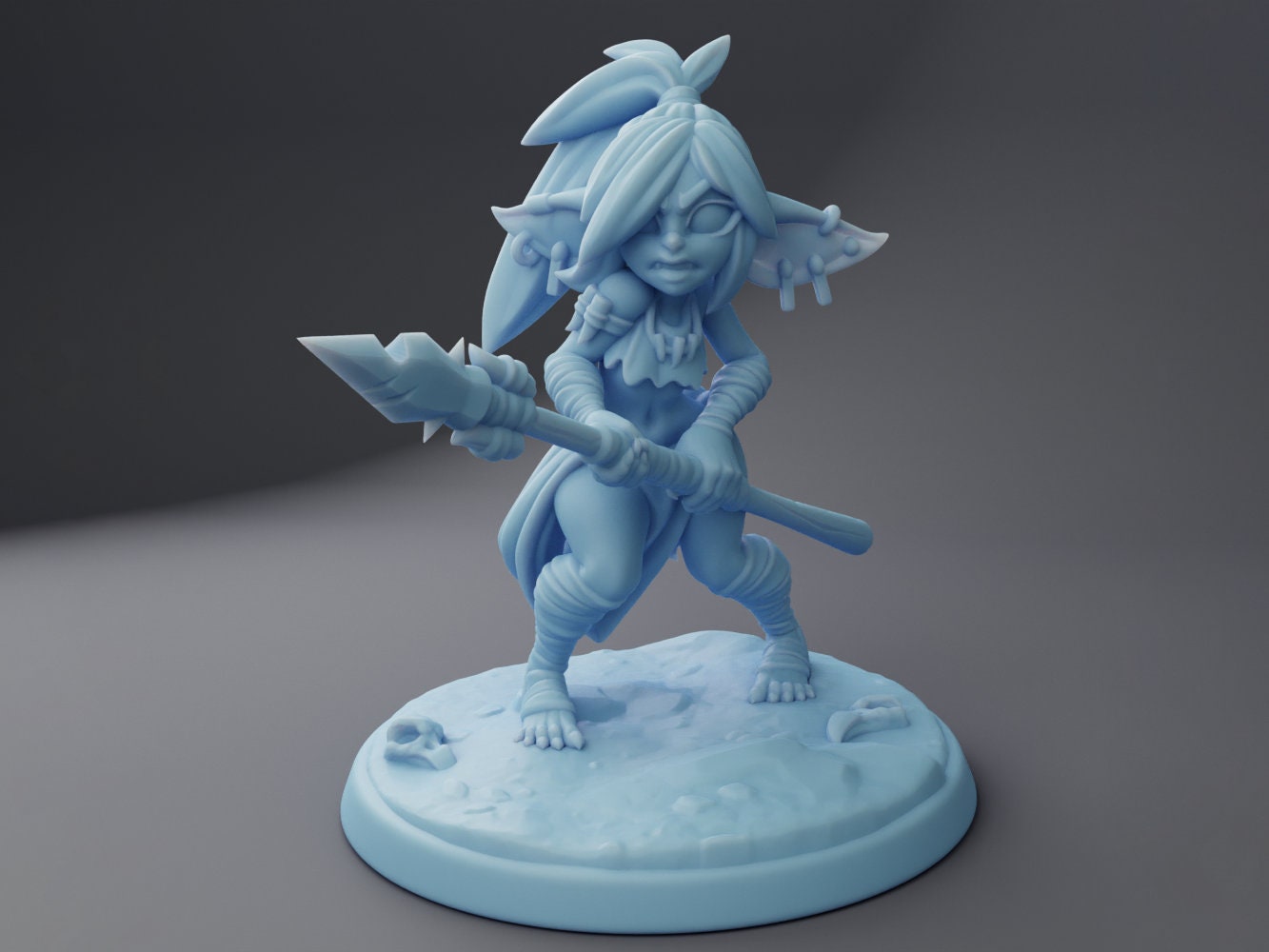 Female Goblin Fighter Miniature | Twin Goddess Miniatures | Tabletop RPG Miniature | Roleplaying 3D Printed Fantasy Mini - 3DPrintDen