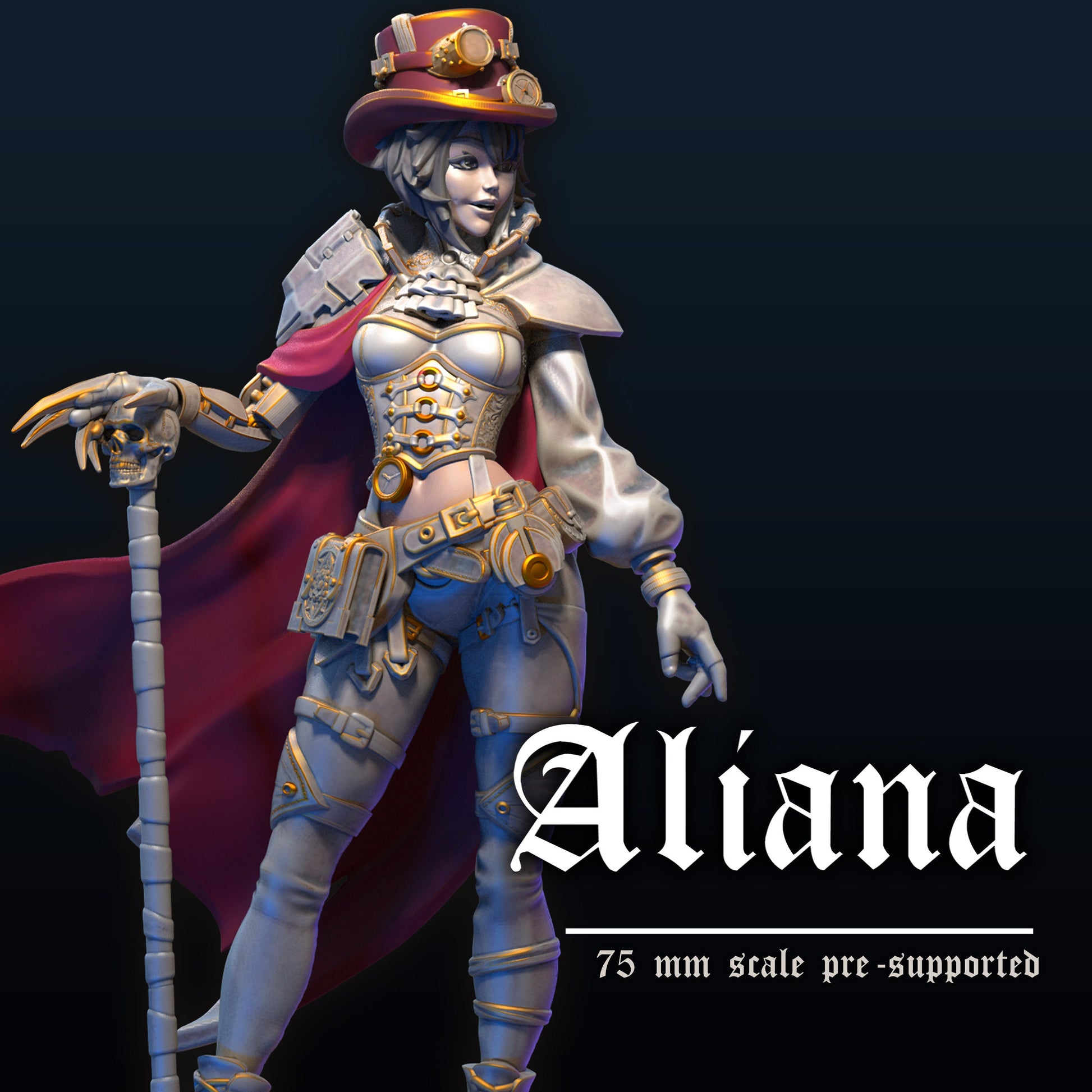 Female Steampunk Miniature, Aliana | Tabletop RPG Miniature | Dungeons and Maidens | Roleplaying 3D Printed Fantasy Mini - 3DPrintDen