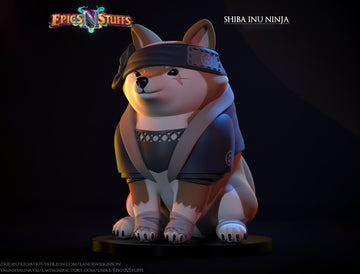 Shiba Inu Ninja Miniature | Tabletop RPG Miniature | Epic 'N' Stuff | Roleplaying 3D Printed Fantasy Mini - 3DPrintDen