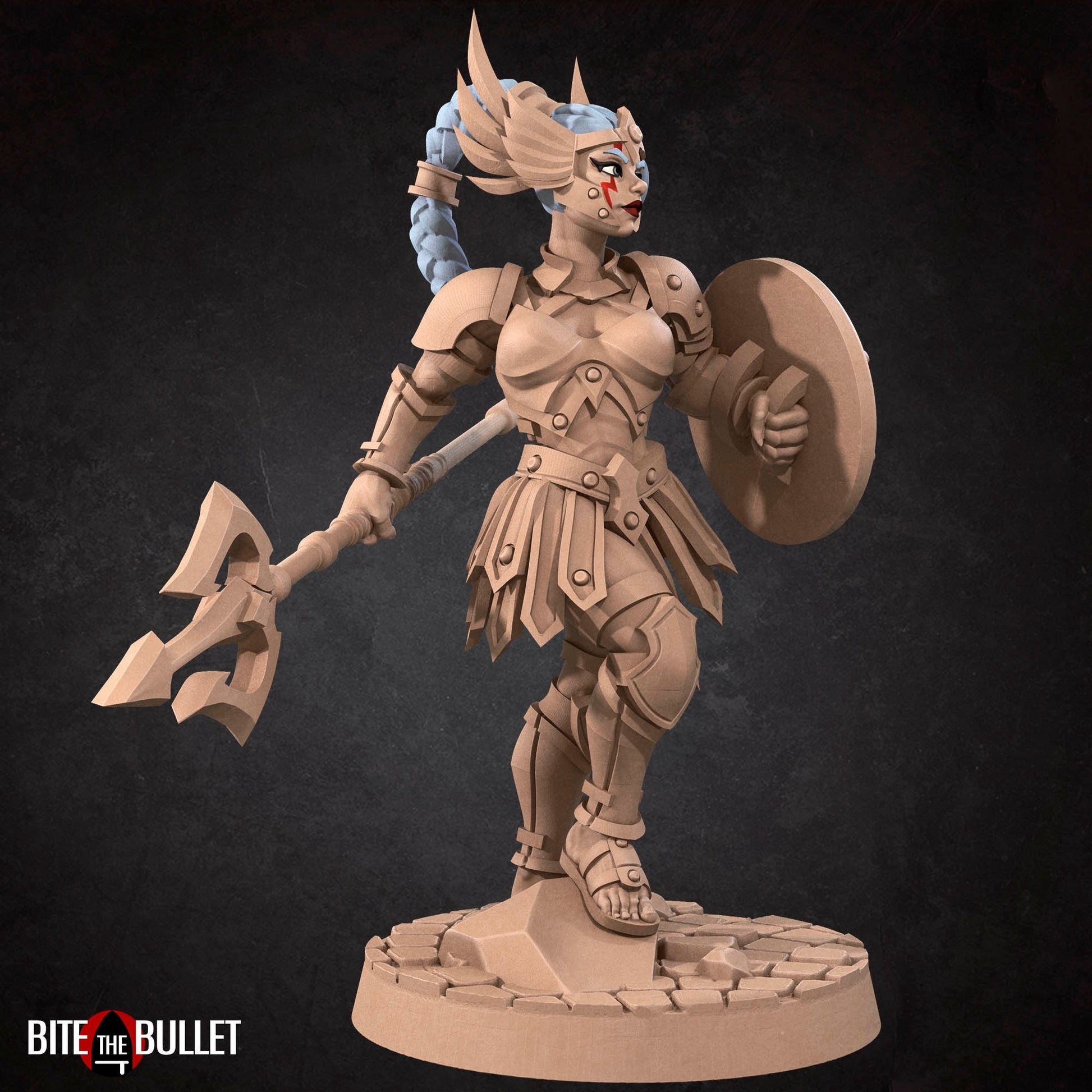 Amazon Warrior Miniature | Tabletop RPG Miniature | Bite the Bullet | Roleplaying 3D Printed Fantasy Mini - 3DPrintDen