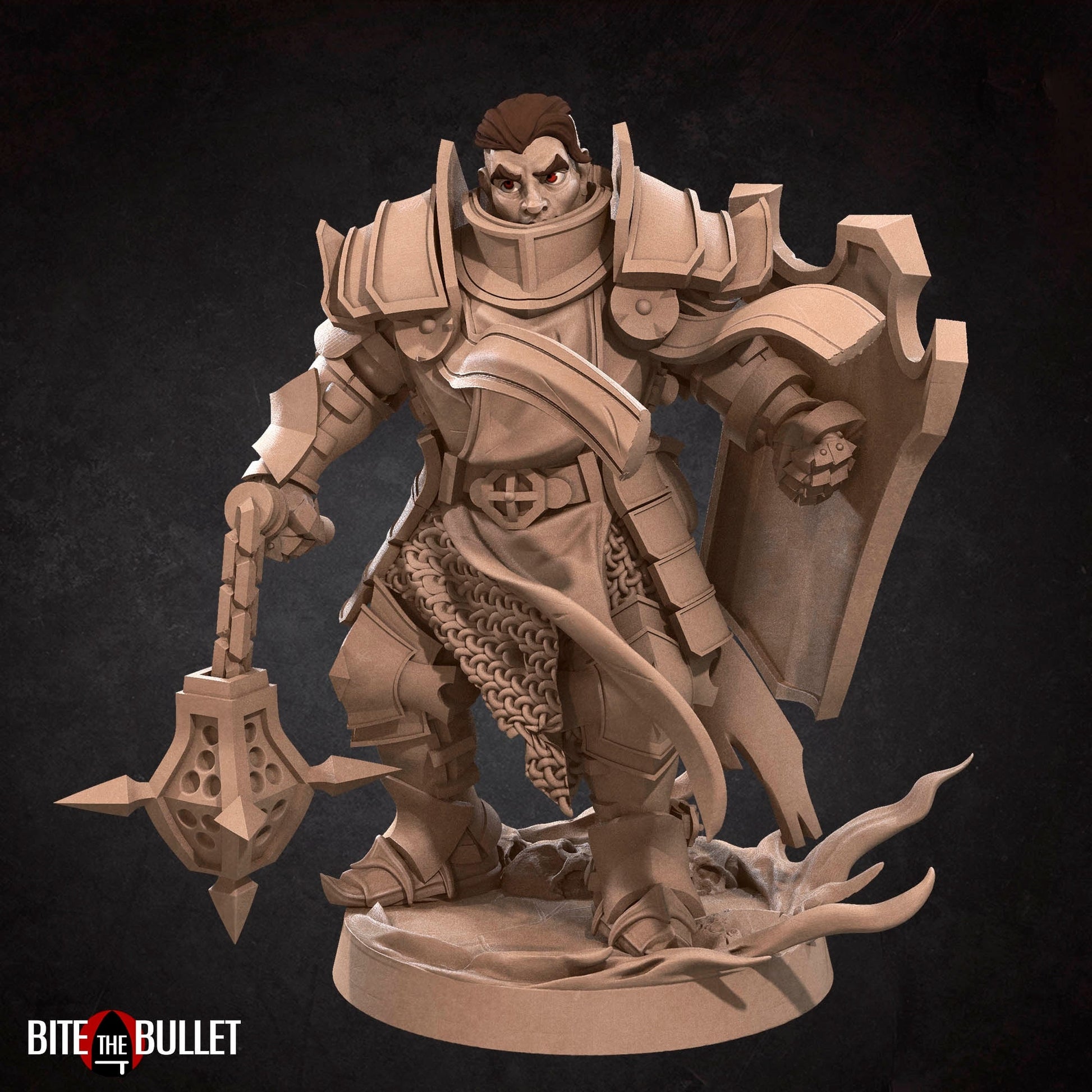 Crusader Miniature | Tabletop RPG Miniature | Bite the Bullet | Roleplaying 3D Printed Fantasy Mini - 3DPrintDen